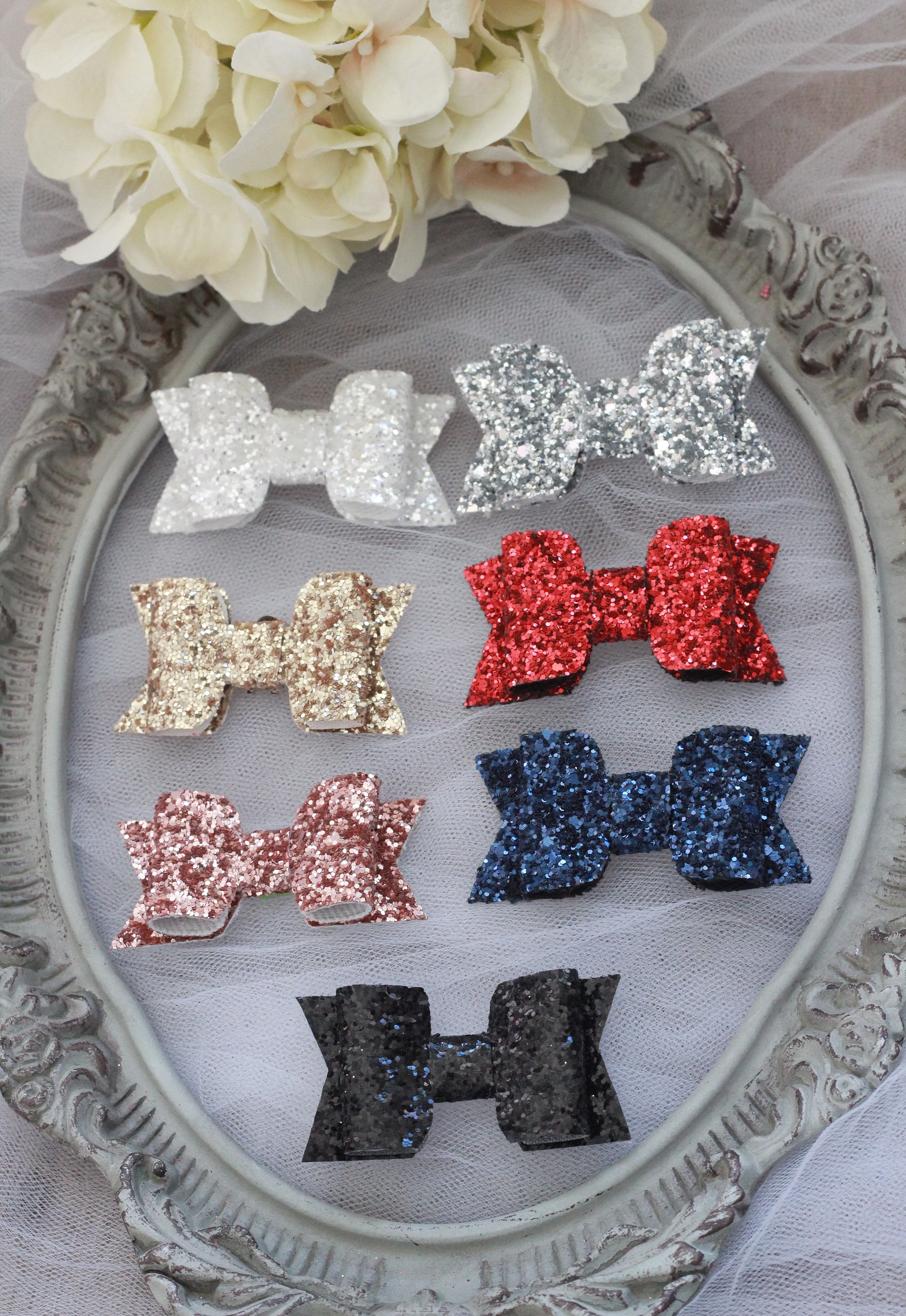 White Rock Glitter Hair Clip or Shoe Clip