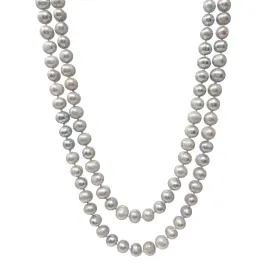 Women's 8-9mm Grey Pearl Necklace 120cm Long