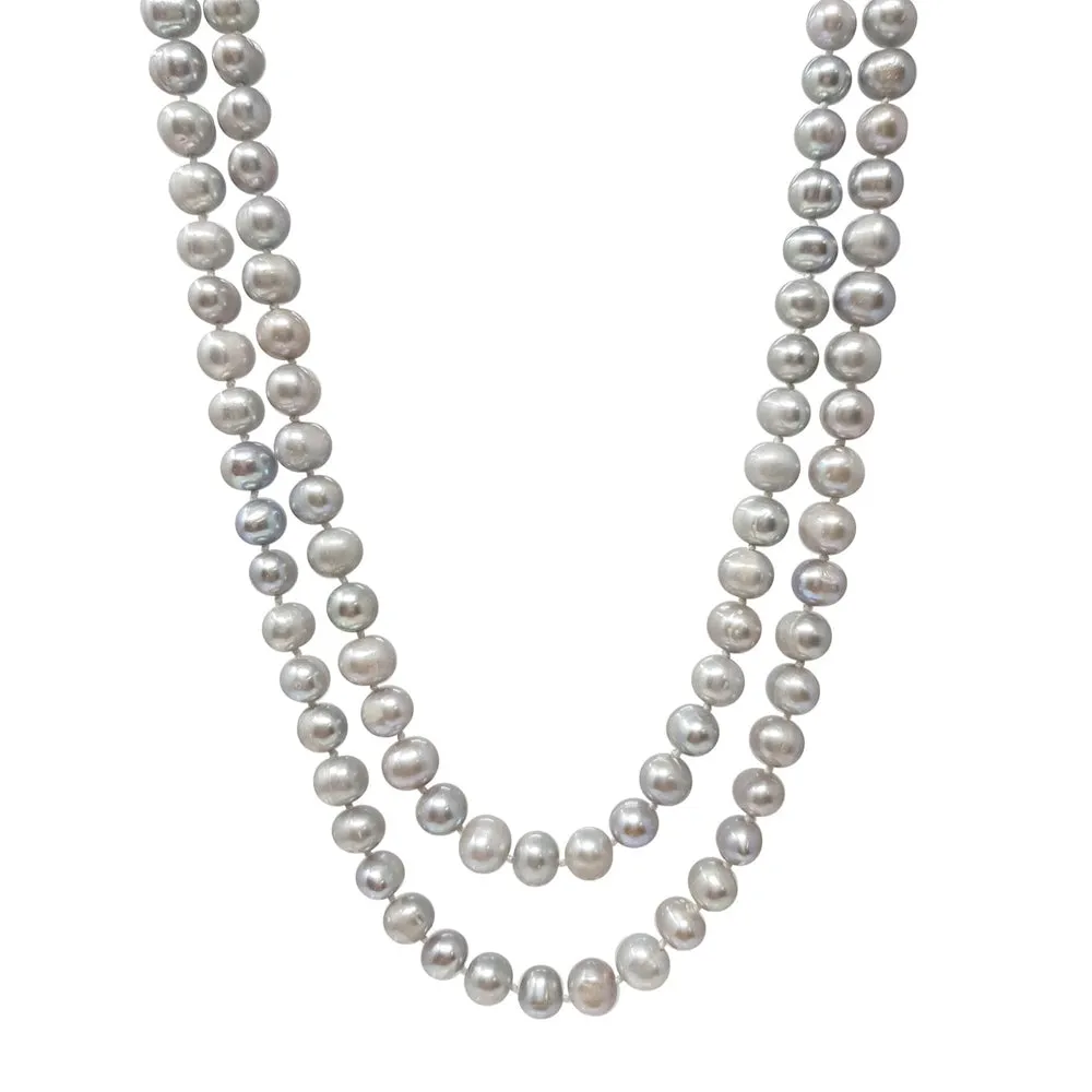 Women's 8-9mm Grey Pearl Necklace 120cm Long